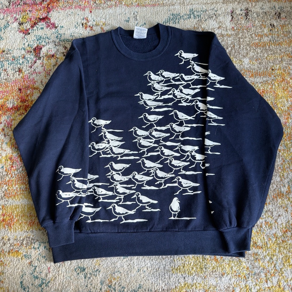 Vintage Michigan Rag Co Shorebirds Sweatshirt Mens L Blue Jerzees USA Made
